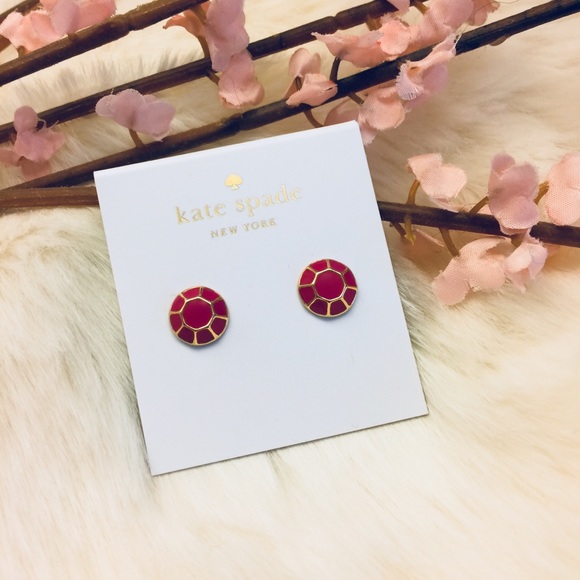 Kate Spade Pink & Gold Enamel Earrings ♠️ - Picture 4 of 5